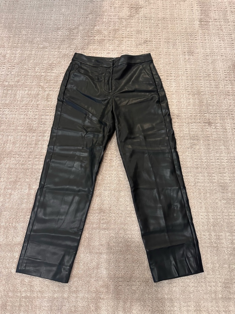 J. Crew Kate Black Faux Leather Ankle Pants